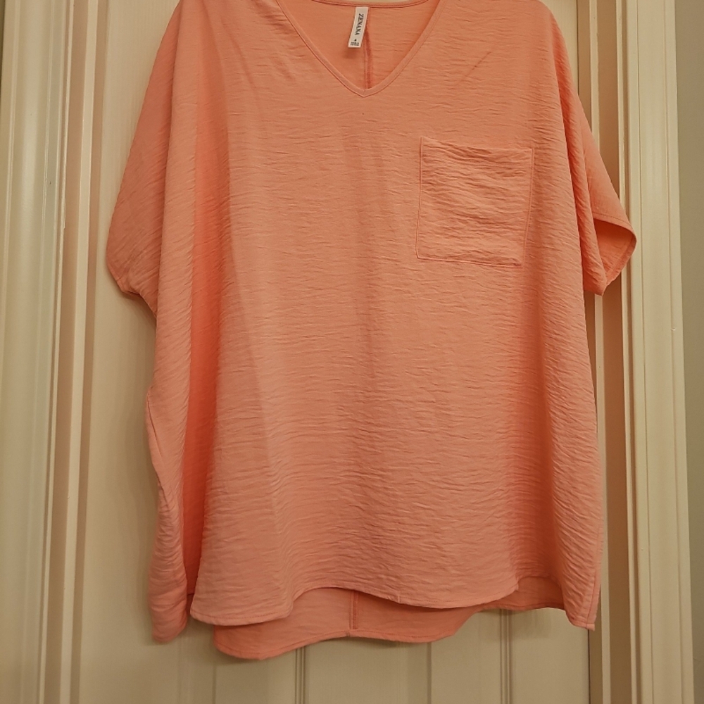 Women's Pink V-Neck Top